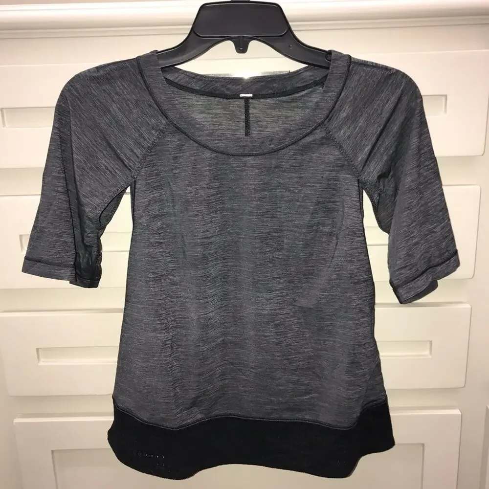 RARE Lululemon Sun Runner Short Sleeve Black 6